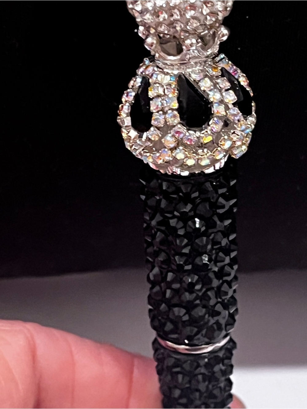 Designer inspired sliver rhinestone encrusted monogram focal fancy beaded pen - Picture 10 of 10